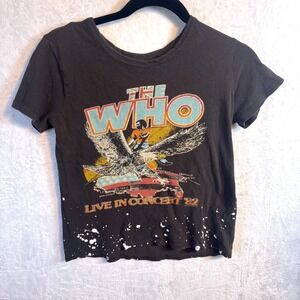 The Who Live in Concert 82 Graphic T Shirt Black White Splatter XS